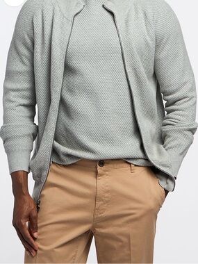 Society Light Gray Knit Zip-Up Sweater